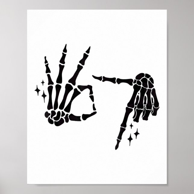 Póster Funny 67 Meme Skeleton Hand 6 7 Halloween Six Seve (Frente)