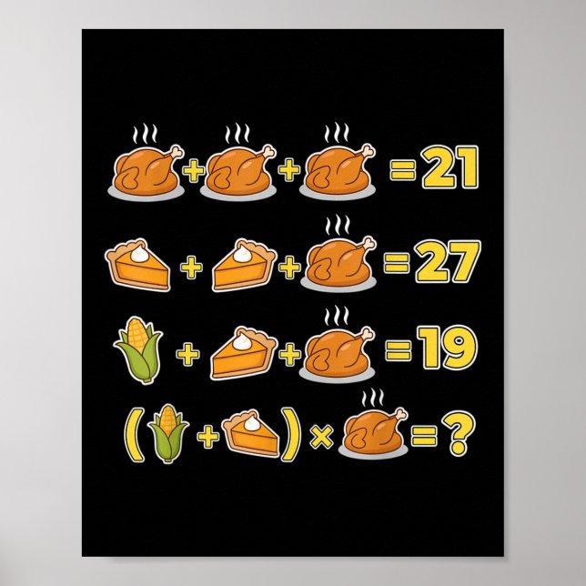 Póster Funny 67 Meme Thanksgiving Math Logic Puzzle Turke (Frente)