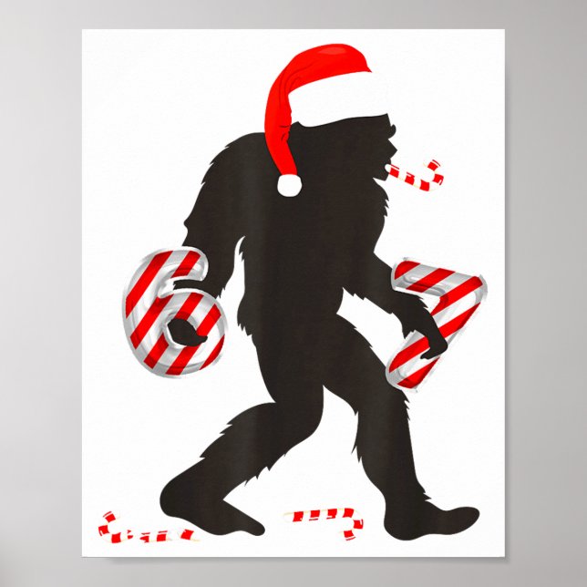 Póster Funny 67 Meme With Bigfoot And Candy Canes Christm (Frente)