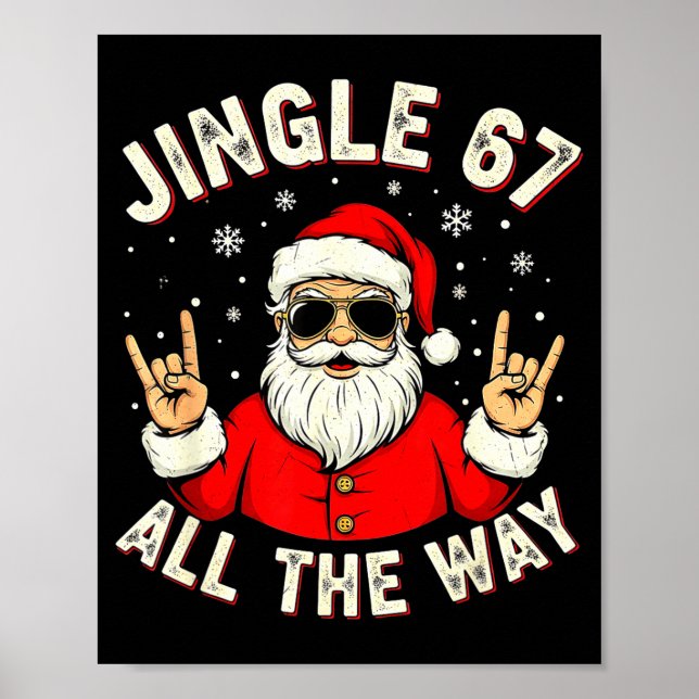 Póster Funny 67 Rock On Santa Six Seven Trendy Meme Holid (Frente)