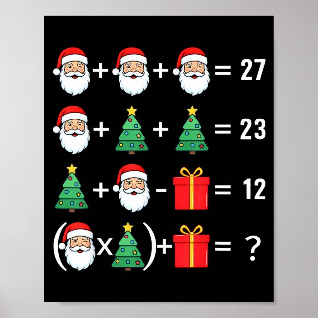 Póster Funny 67 Santa Tree Math Teacher Christmas Xmas Hu (Frente)