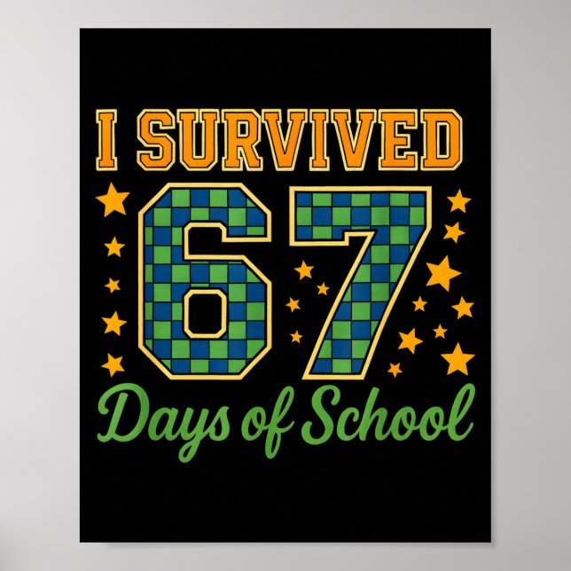 Póster Funny 67 School Meme Design _ I Survived 67 Days  (Frente)
