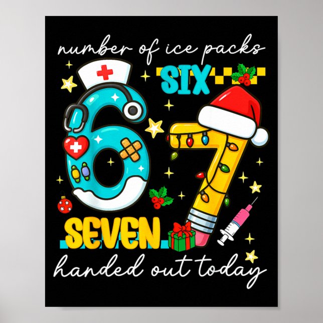 Póster Funny 67 School Nurse Christmas Six Seven School N (Frente)