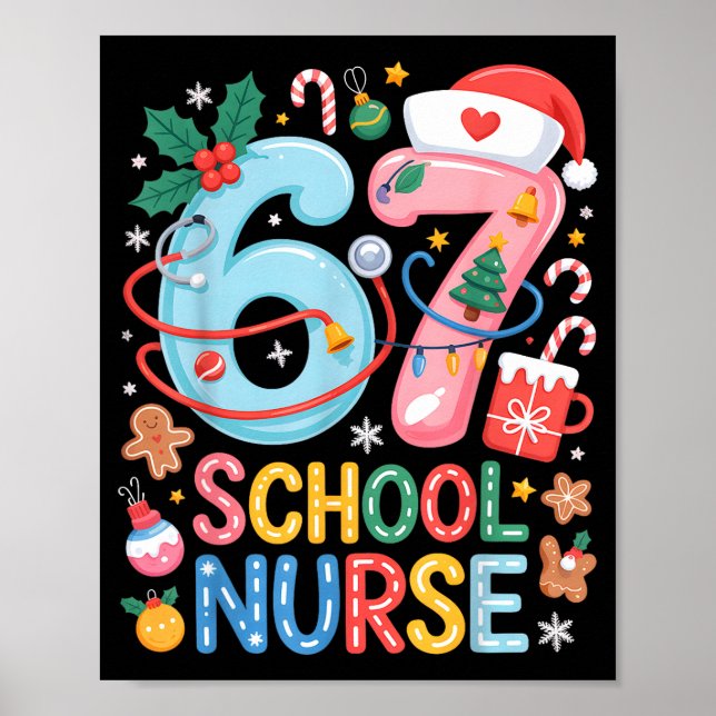 Póster Funny 67 School Nurse Christmas Xmas Meme Holiday  (Frente)