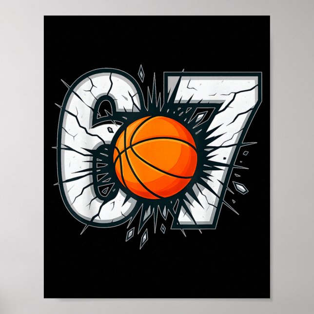 Póster Funny 67 Six Seven Basketball 6 7 Meme Gen Alpha  (Frente)