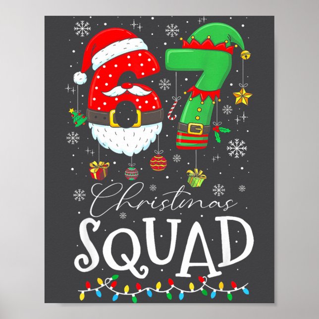 Póster Funny 67 Six Seven Crew Meme Christmas Squad 6 7 S (Frente)