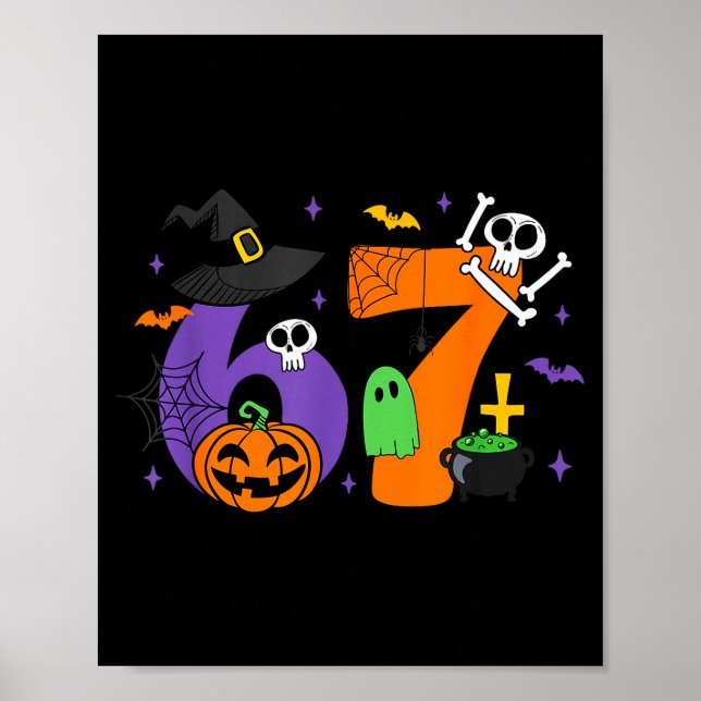 Póster Funny 67 Six Seven Halloween Meme Gen Alpha  (Frente)