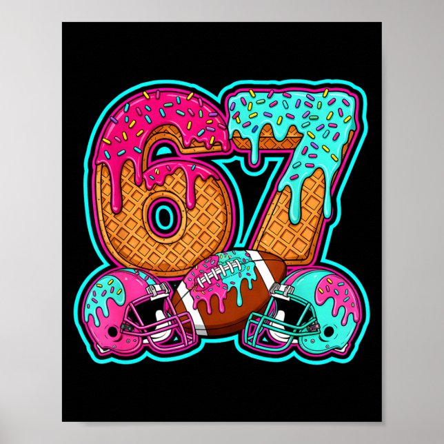 Póster Funny 67 Six Seven Meme American Football Number # (Frente)