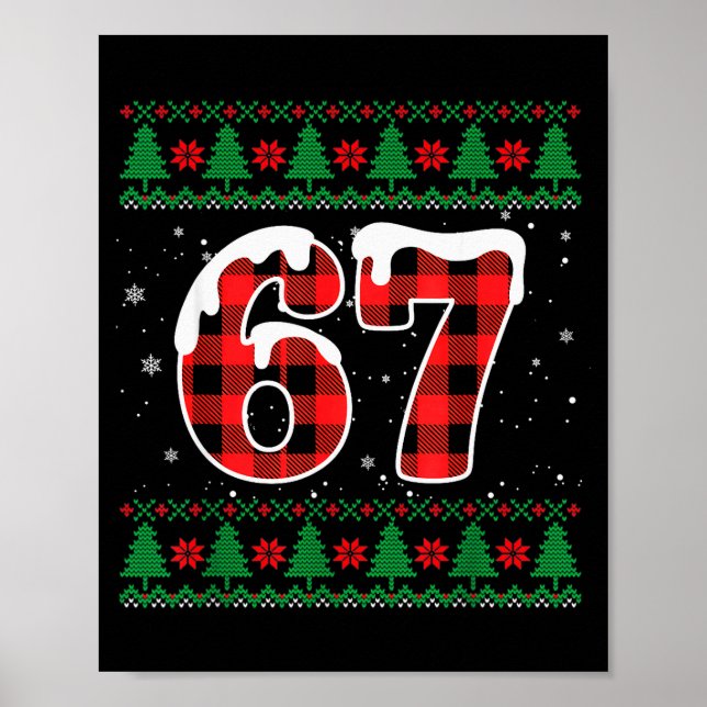 Póster Funny 67 Six Seven Meme Brainrot Cringe Christmas  (Frente)