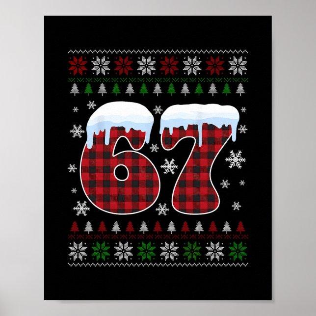 Póster Funny 67 Six Seven Meme Brainrot Cringe Christmas  (Frente)
