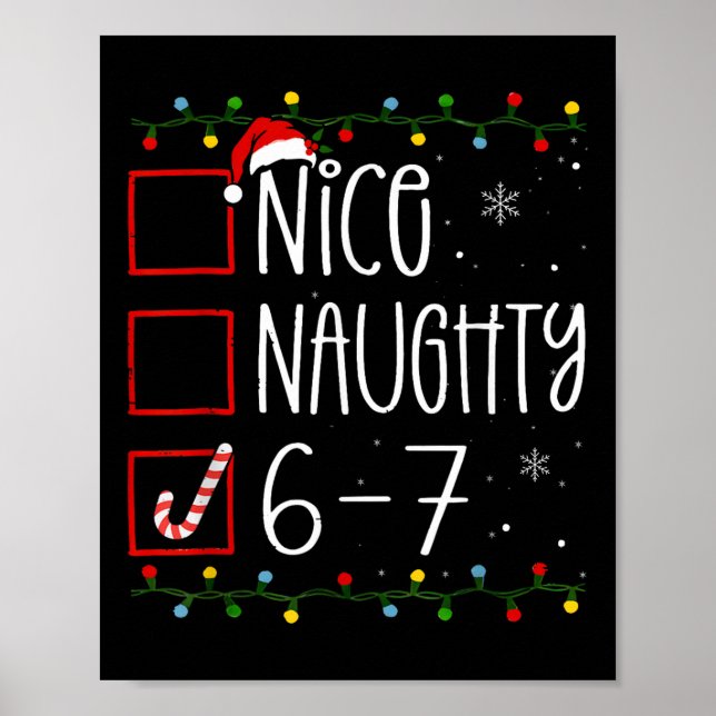 Póster Funny 67 Six Seven Meme Christmas Naughty Nice Lis (Frente)