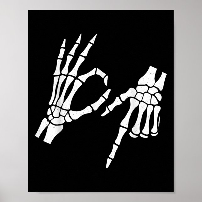 Póster Funny 67 Six Seven Meme Halloween Skeleton Hands (Frente)