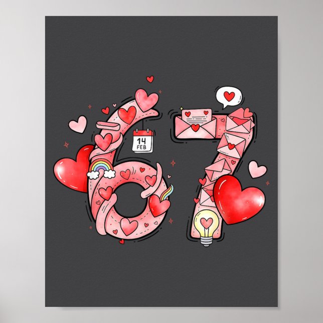 Póster Funny 67 Six Seven Meme Valentines Day Gen Alpha S (Frente)