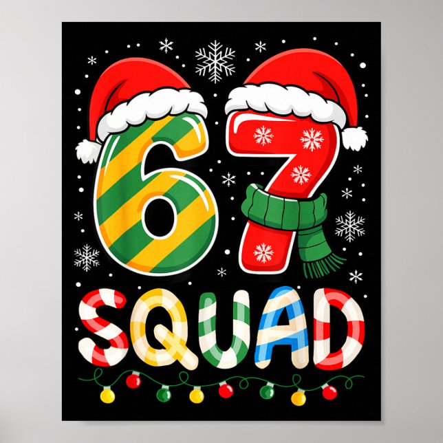 Póster Funny 67 Squad Candy Cane Santa Hat Christmas Men  (Frente)