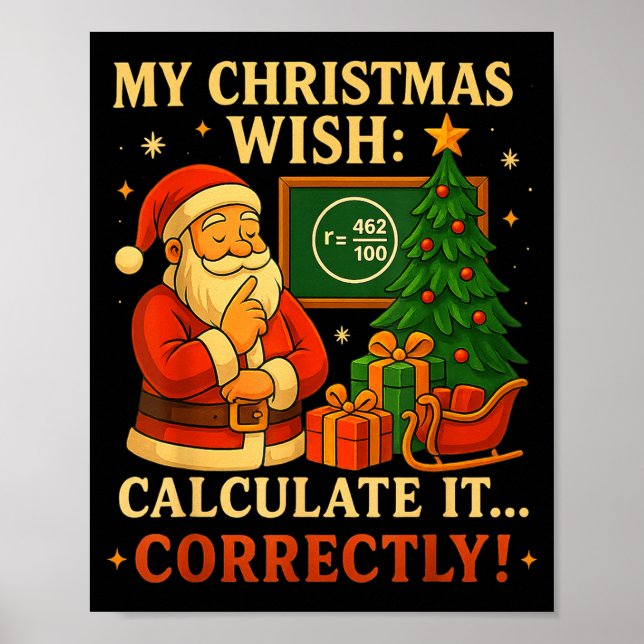 Póster Funny 67 Tee Christmas Math 67 Meme – 6 7 Teacher  (Frente)