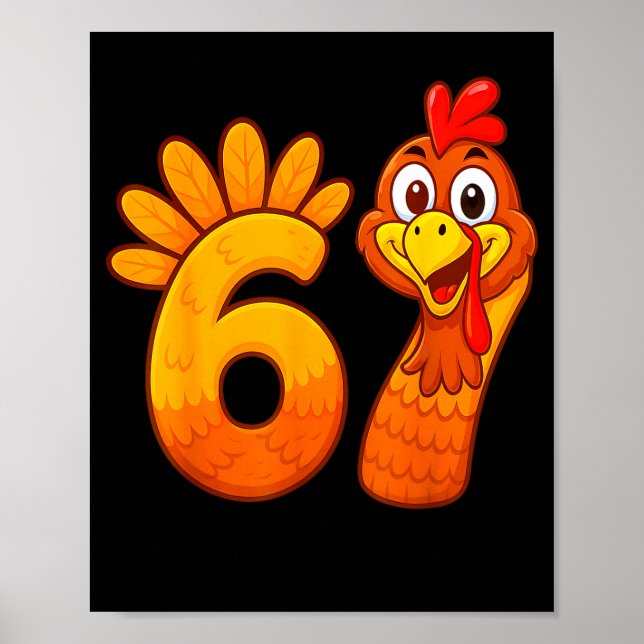 Póster Funny 67 Thanksgiving Meme Turkey Six Seven Costum (Frente)