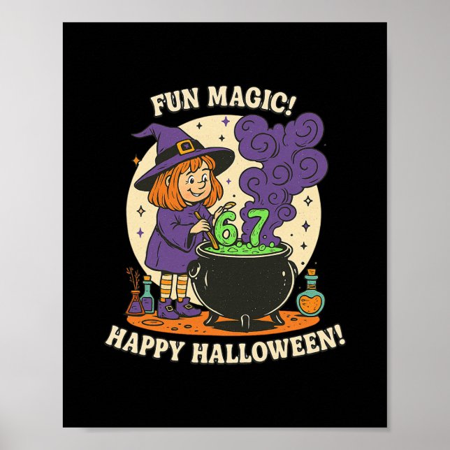 Póster Funny 6 7 Halloween Costume Witch Cute Retro Fun M (Frente)