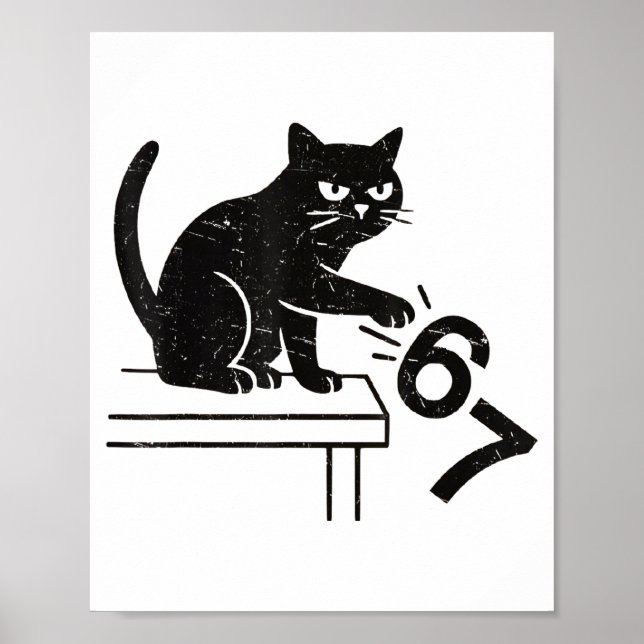 Póster Funny 6 7 Meme Cat Knocking Off 67  (Frente)