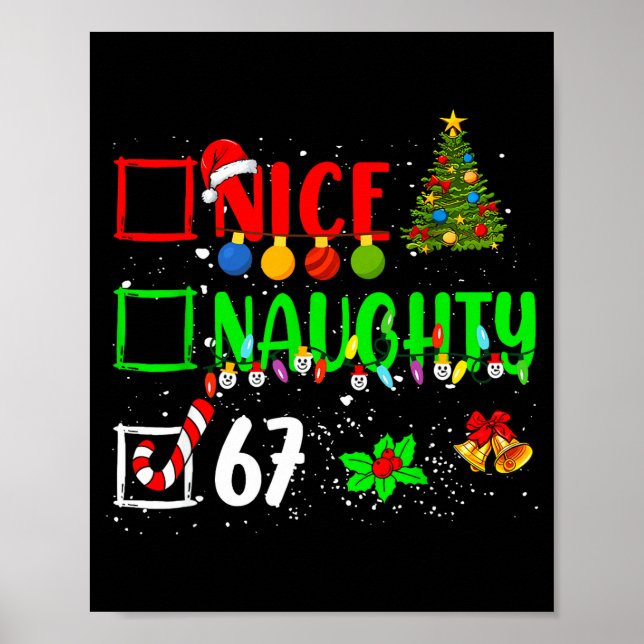 Póster Funny 6-7 Meme Nice Naughty 67 Christmas Brain Rot (Frente)