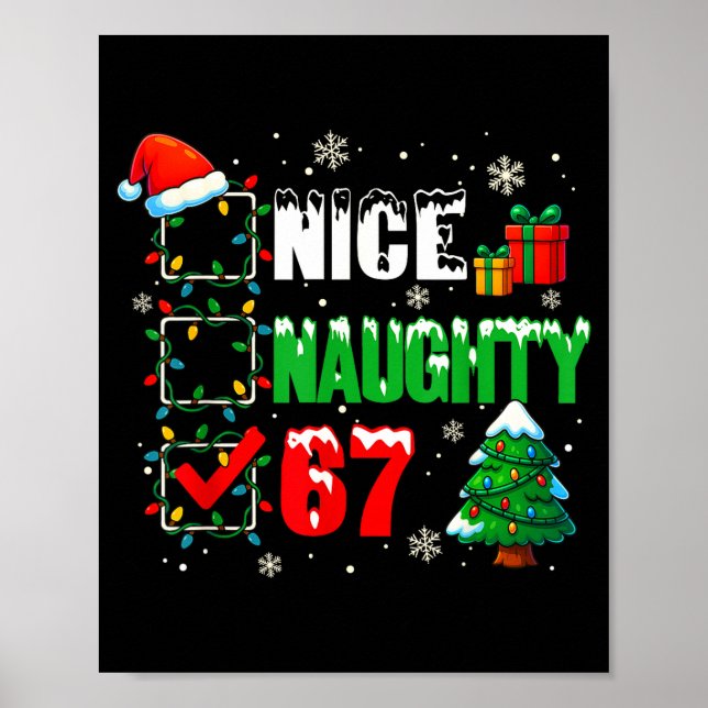 Póster Funny 6-7 Meme Nice Naughty 67 Christmas Brain Rot (Frente)