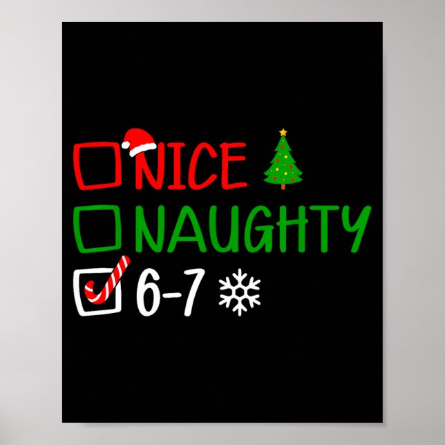 Póster Funny 6-7 Meme Nice Naughty Christmas Brain Rot Gr (Frente)