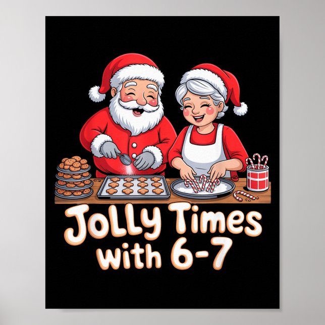 Póster Funny 6 7 Six Seven Meme Christmas Santa Claus Wom (Frente)