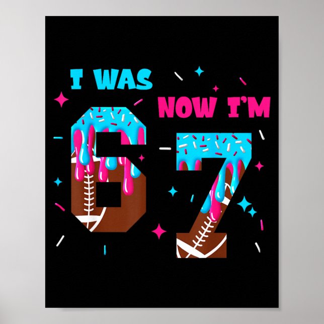 Póster Funny 7 Year Old Birthday Football Ice Cream Drip  (Frente)