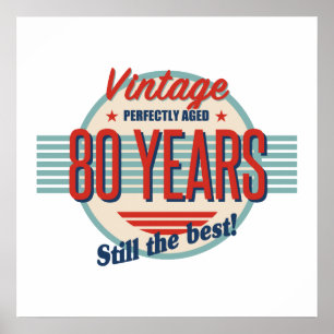 Póster Funny 80th Birthday Fashioned