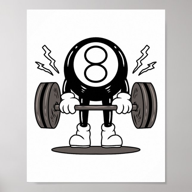Póster Funny 8 Ll Billiard Pool Player Ocho Ll Billiards (Frente)