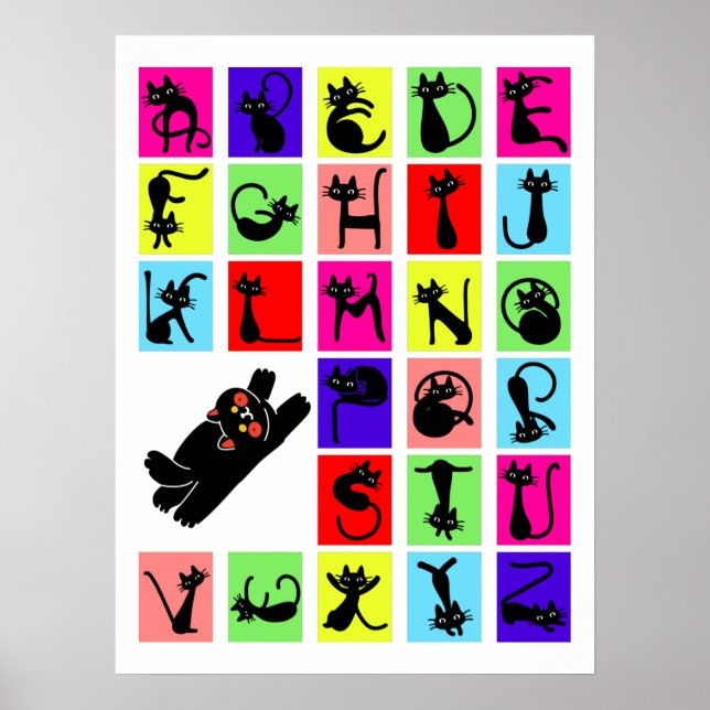 Póster Funny ABC Black Cat Alphabet (Frente)