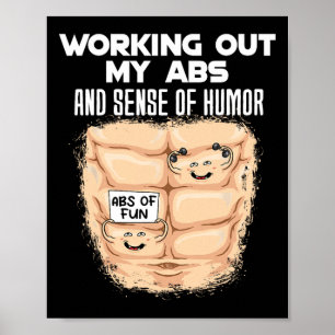 Póster Funny Abs Ejercicio Músculo Construcción De Cuerpo