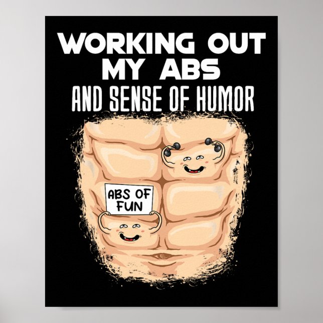 Póster Funny Abs Ejercicio Músculo Construcción De Cuerpo (Frente)