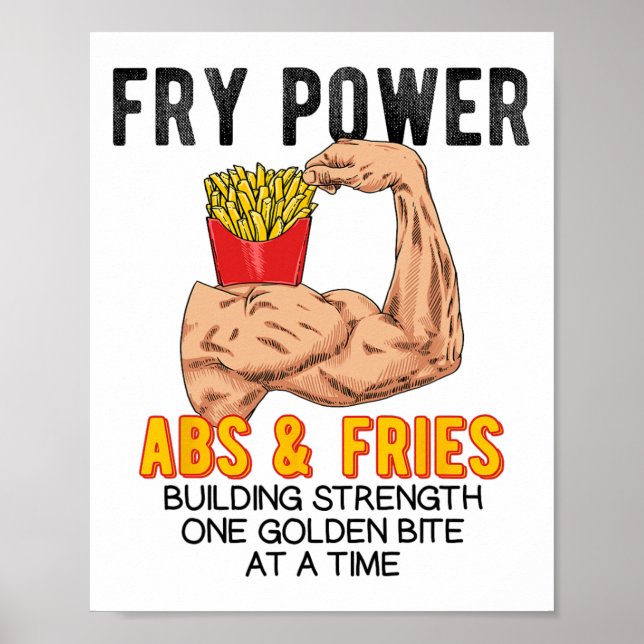 Póster Funny Abs Exercise French Fries Muscle Building Bo (Frente)