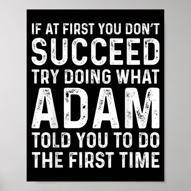 Póster Funny Adam If At First You Don't Succeed Try Doing (Frente)