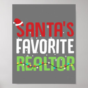 Póster Funny Agente de bienes raíces favorito de Santa Cl