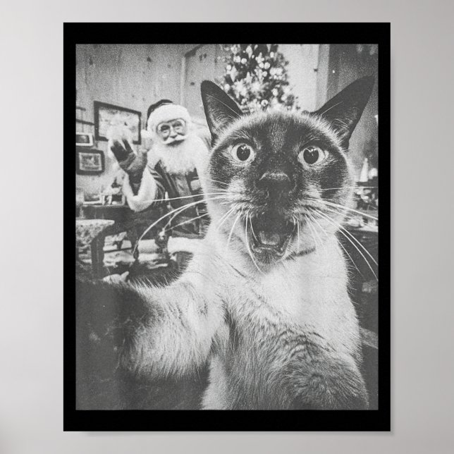 Póster Funny Ai Siamese Cat Selfie With Santa Claus Chris (Frente)