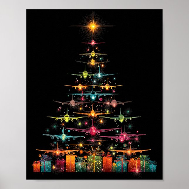 Póster Funny Airplanes Christmas Tree Graphic Air Planes  (Frente)