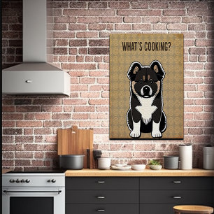 Póster Funny Akita Puppy Kitchen Chiste