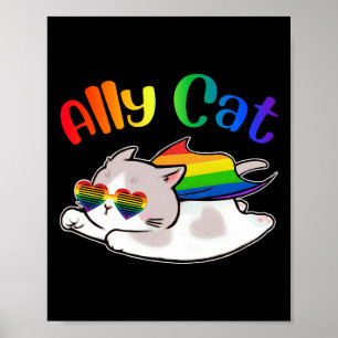 Póster Funny Ally Cat Purride Lgbtq Gay Pride Mes Mujeres