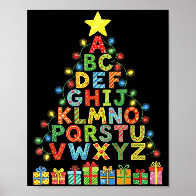 Póster Funny Alphabet Christmas Tree Graphic Abc A-z Teac (Frente)