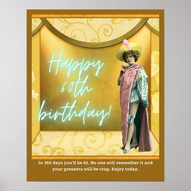 Póster Funny Alteración del Art. 60 cumpleaños (Frente)