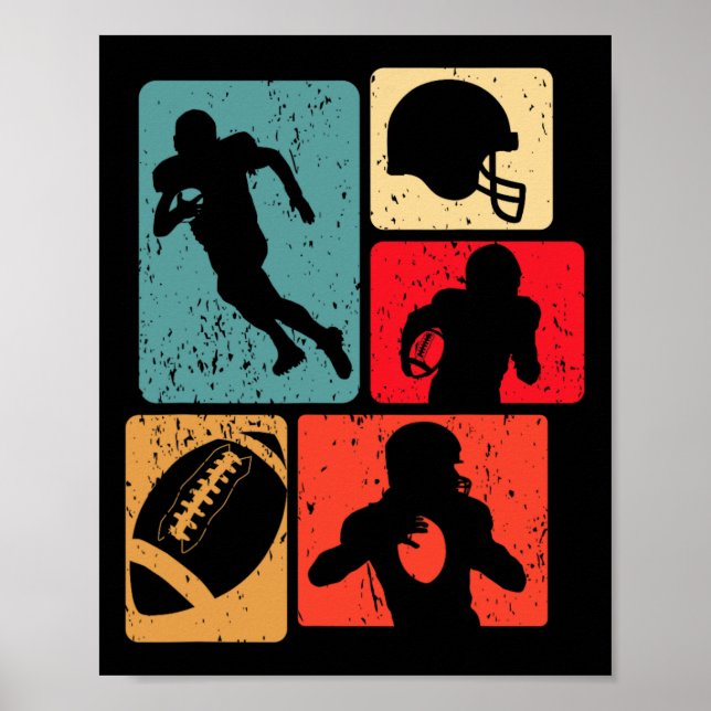 Póster Funny American Football Player Field Game Enthusia (Frente)