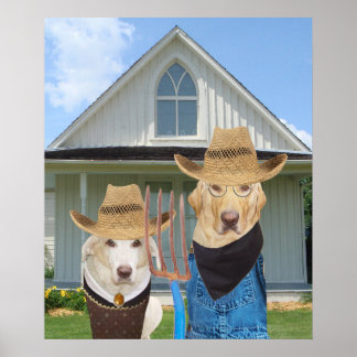 Póster Funny American Gothic Lab Poster