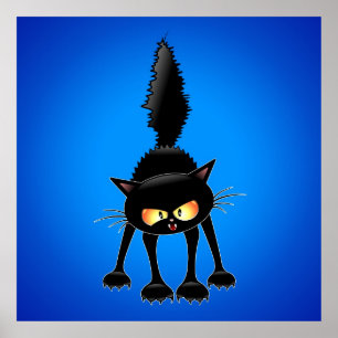 Póster Funny Angry & Fierce Black Cat Personalizado