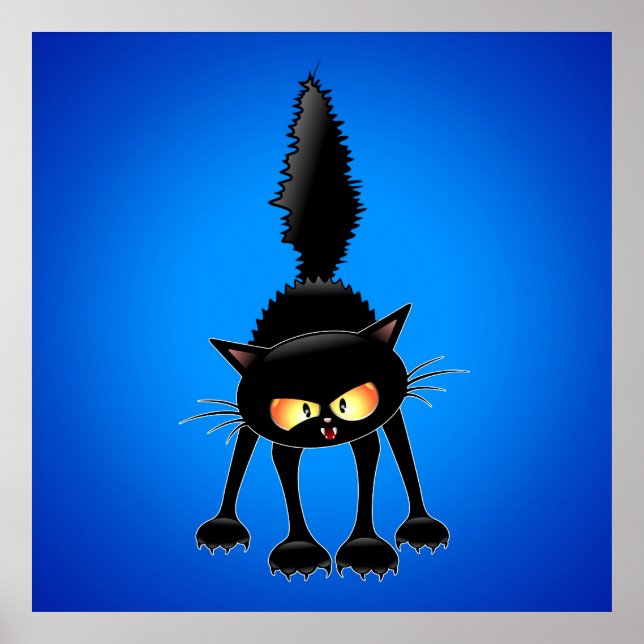 Póster Funny Angry & Fierce Black Cat Personalizado (Frente)