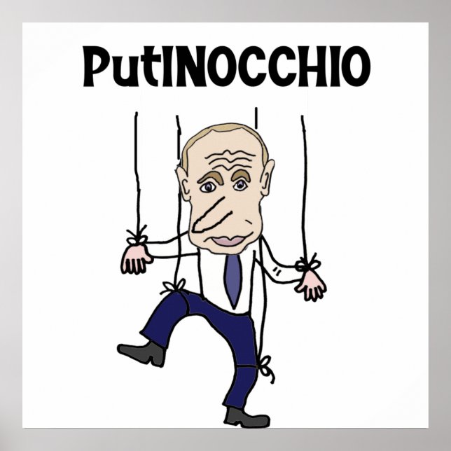 Póster Funny Anti Putin y Rusia Putinocchio Pun (Frente)