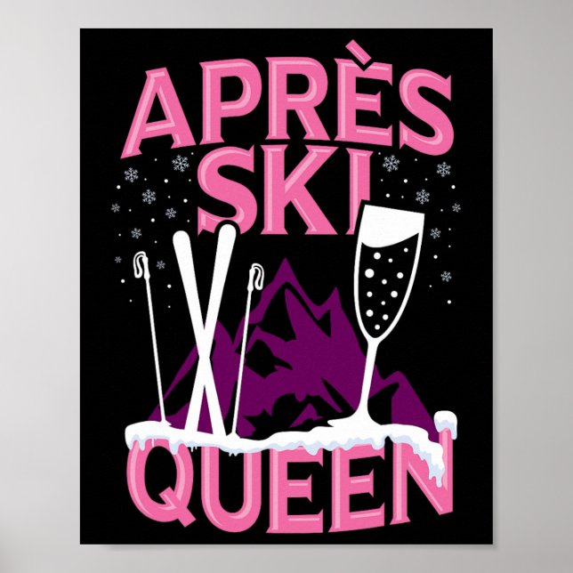 Póster Funny Apres Ski Queen Esquí Fiesta Deportivo de In (Frente)