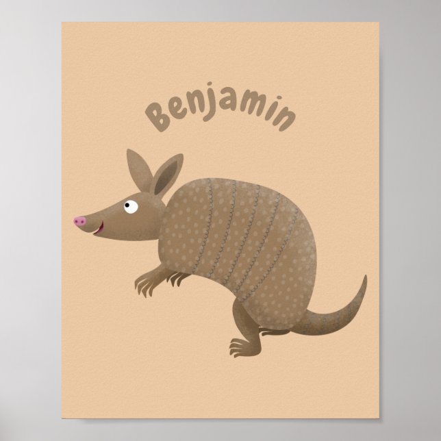 Póster Funny armadillo feliz personalizado ilustracion (Frente)