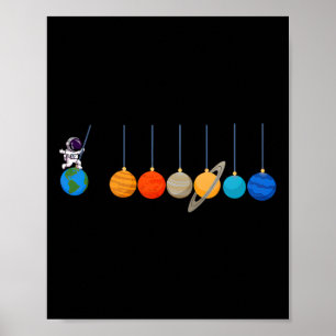 Póster Funny Astronauta Swing Planetas Espaciales Mens B