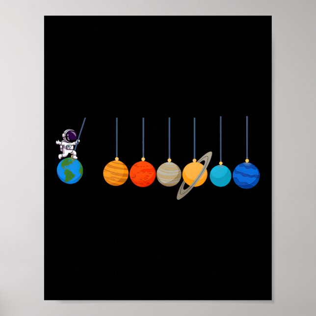 Póster Funny Astronauta Swing Planetas Espaciales Mens B (Frente)